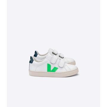 Veja ESPLAR LEATHER Sneakers Kinderen White/Green | NL 816EBC